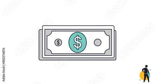 Illustration of a stack of bills with a dollar sign in the center.