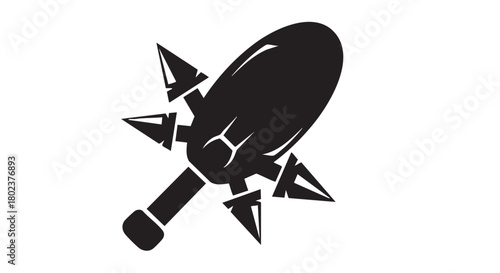 9. Black silhouette of macuahuitl on white background
