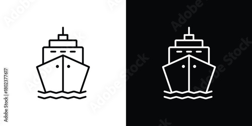Ship icon. Editable stroke. thin line outline concept vector.