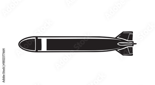 22. Black silhouette of a torpedo
