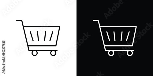 Shopping cart icon. Editable stroke. thin line outline concept vector.