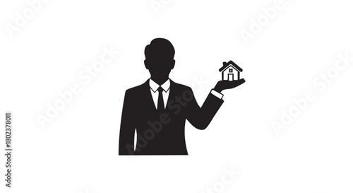46. Minimalistic black silhouette of real estate agent

