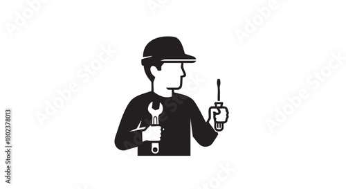 Minimalistic repair technician silhouette

