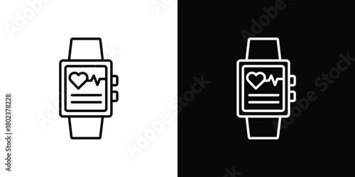 Smartwatch icon. Editable stroke. thin line outline concept vector.