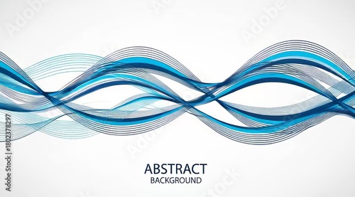 Dynamic Waves and Line Art Composition with Blue Accents abstract backgrounds modern design