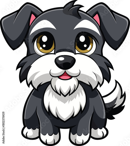 Adorable Schnauzer puppy with big eyes ready for playtime and love