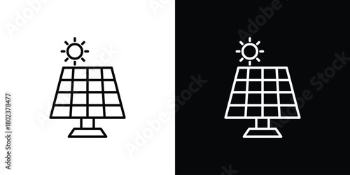 Solar panel icon. Editable stroke. thin line outline concept vector.
