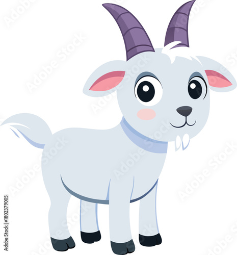 Adorable cartoon goat illustration perfect for children's books and educational materials