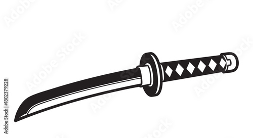 21. Black wakizashi silhouette on white background

