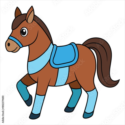 Cute cartoon horse illustration for children's book or educational material design