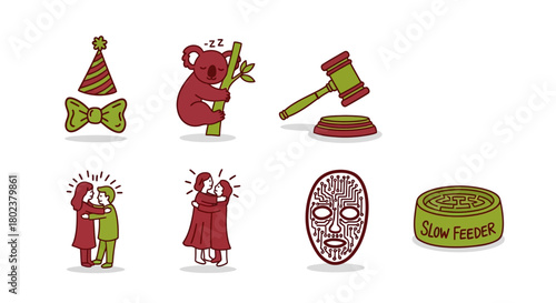 Playful doodles: quirky animals, technology, and cozy moments in a cartoon style