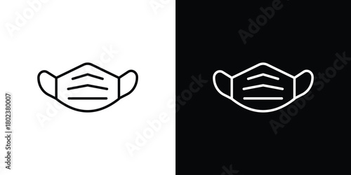 Surgical mask icon. Editable stroke. thin line outline concept vector.