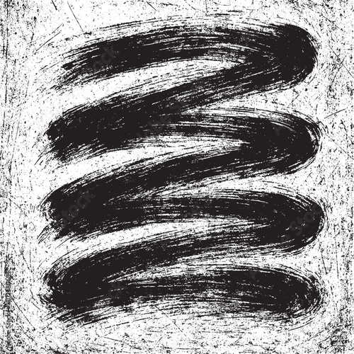 Black and White Grunge Brush Stroke Texture – Distressed Abstract Ink Stroke Background Design
