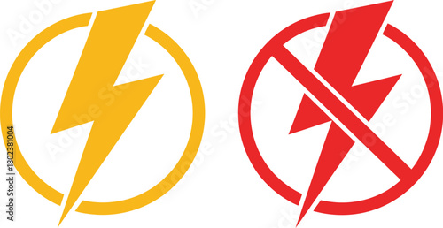 Lightning Bolt Icons Power and Restriction Symbols for Digital Design
