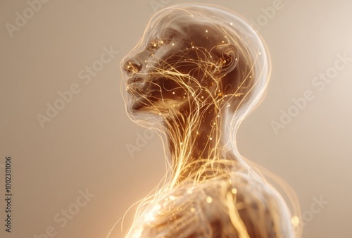 Inner Network: A conceptual depiction unveils the intricate nervous system and its neural pathways, illuminating the internal architecture that underpins the human body. 