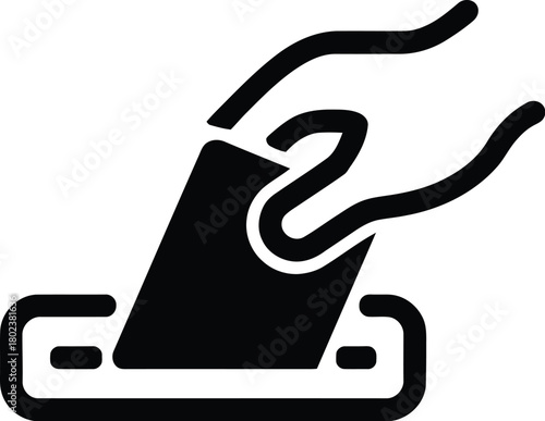 Iconic illustration of a hand inserting a credit card into an ATM machine for financial transactions