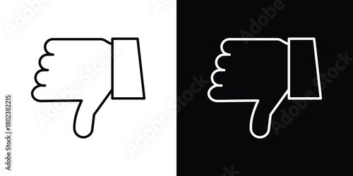 Thumbs down icon. Editable stroke. thin line outline concept vector.