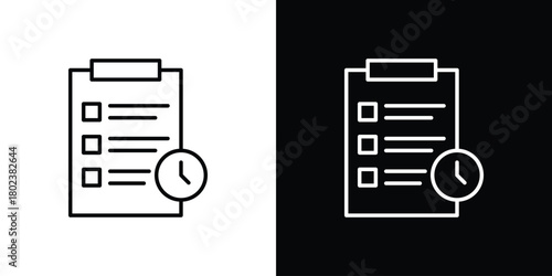 Timesheet icon. Editable stroke. thin line outline concept vector.
