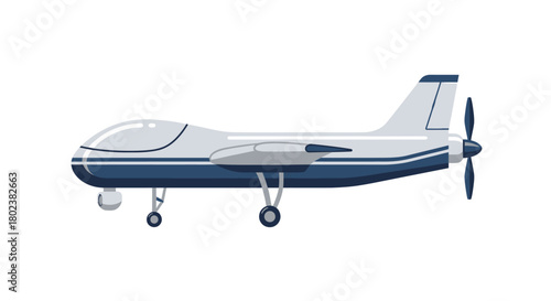 Simple illustration of a small single engine propeller airplane side view