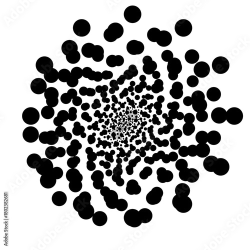 Black Spiral Dot Burst – Minimalist Monochrome Abstract Pattern