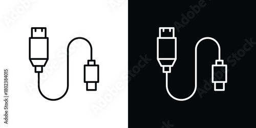USB cable icon. Editable stroke. thin line outline concept vector.