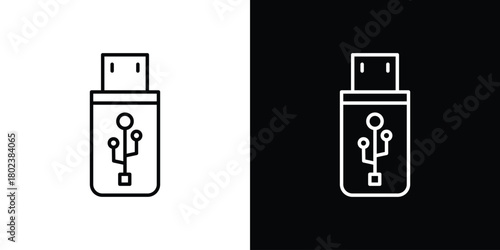 usb drive icon. Editable stroke. thin line outline concept vector.