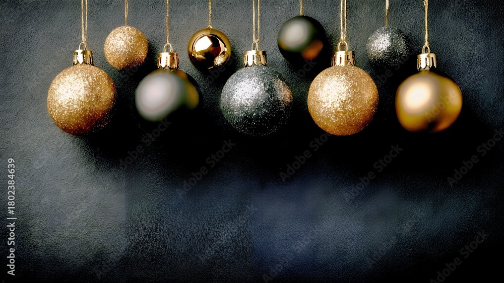 Obraz premium Gilded & Sparkling: Modern Metallic Christmas Ornaments for Festive Decor