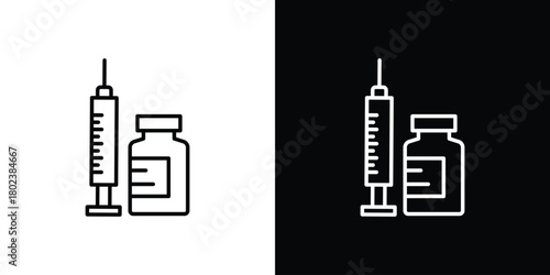 Vaccine vial icon. Editable stroke. thin line outline concept vector.