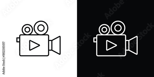 Video camera icon. Editable stroke. thin line outline concept vector.