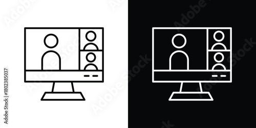 Video chat icon. Editable stroke. thin line outline concept vector.