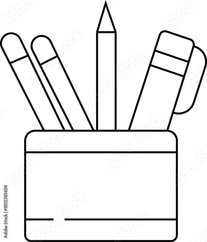 Desk Organizer with Writing Utensils illustration