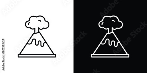 Volcano icon. Editable stroke. thin line outline concept vector.