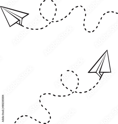 Paper airplanes with dotted flight paths origami flying