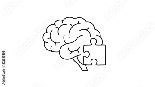 Human brain icon with cloud and thought bubble for idea and medical concept illustration
