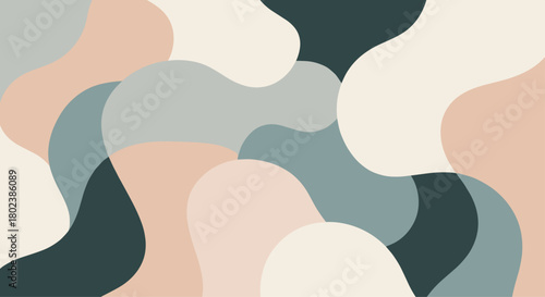 Abstract organic shapes in muted pastel tones create a calming and contemporary background pattern, ideal for design projects and digital art.