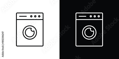 Washing machine icon. Editable stroke. thin line outline concept vector.