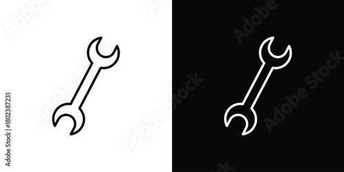 Wrench icon. Editable stroke. thin line outline concept vector.