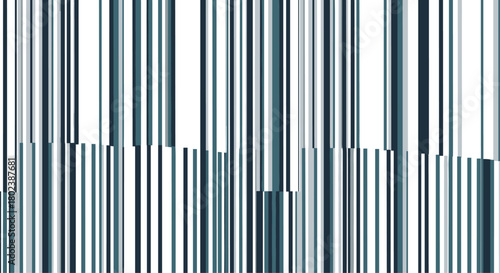 Abstract vertical lines create a dynamic and rhythmic pattern with varying heights and shades of blue and gray, evoking a sense of modern design and visual energy.