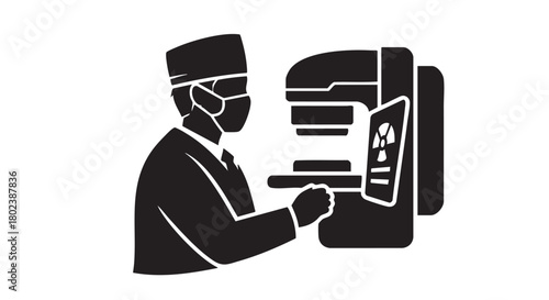 43. Minimalistic black silhouette of radiologic technologist
