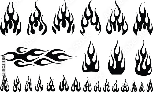 Black tribal flame graphic elements fire