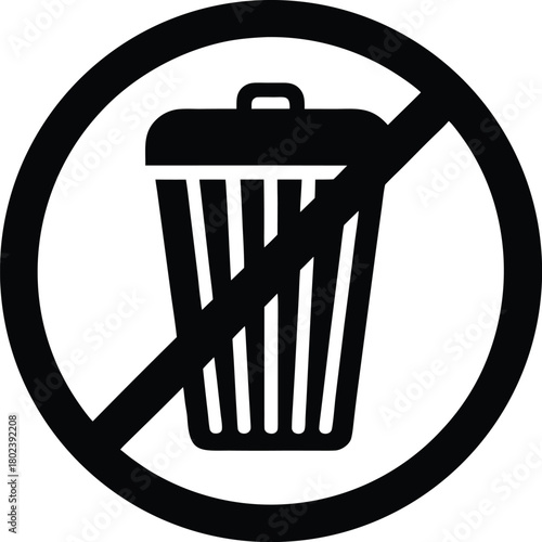 Bold delete symbol integrated with a trash can outline