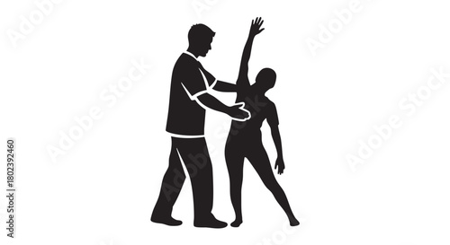 44. Minimalistic black silhouette of physical therapist
