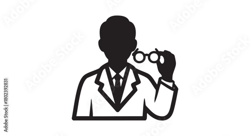 Minimalistic black silhouette of optician
