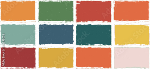 Palette of Toned Rough Edge Color Swatches Vibrant Hues and Textural Detail