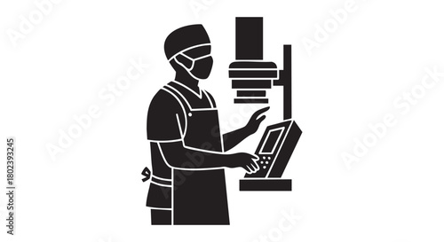 42. Minimalistic black silhouette of radiologic technologist
