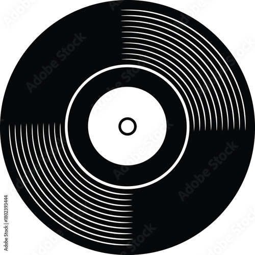 Simple vinyl record icon with a clean white background