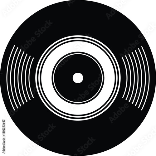 Retro vinyl record icon with vintage style elements