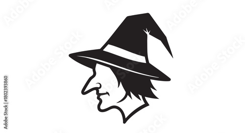 3. Minimalistic witch head silhouette
