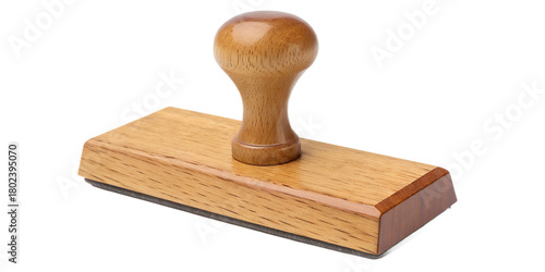 Single craft stamp block, wooden base with rubber design on top, isolated on transparent background