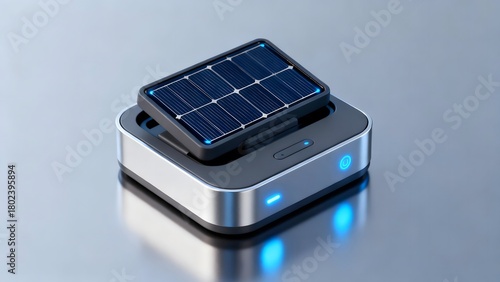A futuristic miniature solar-powered charging station designed as an eco-tech micro diorama. Ideal for clean technology and modern energy visuals